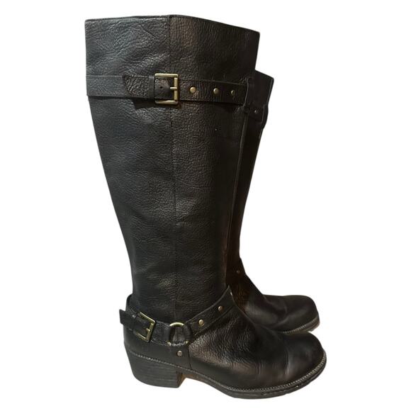 BOC Born Women’s Cam Leather Black Tall Knee High Boots Size 8.5 M Side Zip Up - Picture 2 of 7
